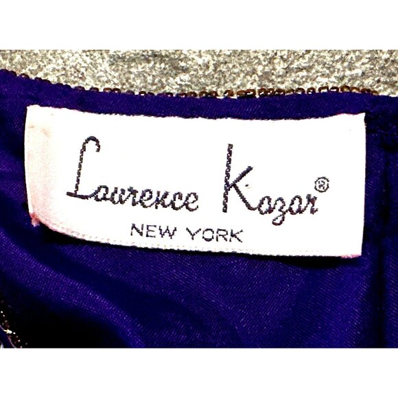 All Silk Vintage Dress by Lawrence Kazar Med Purple Beaded Cocktail Dress Glam - Picture 10 of 12